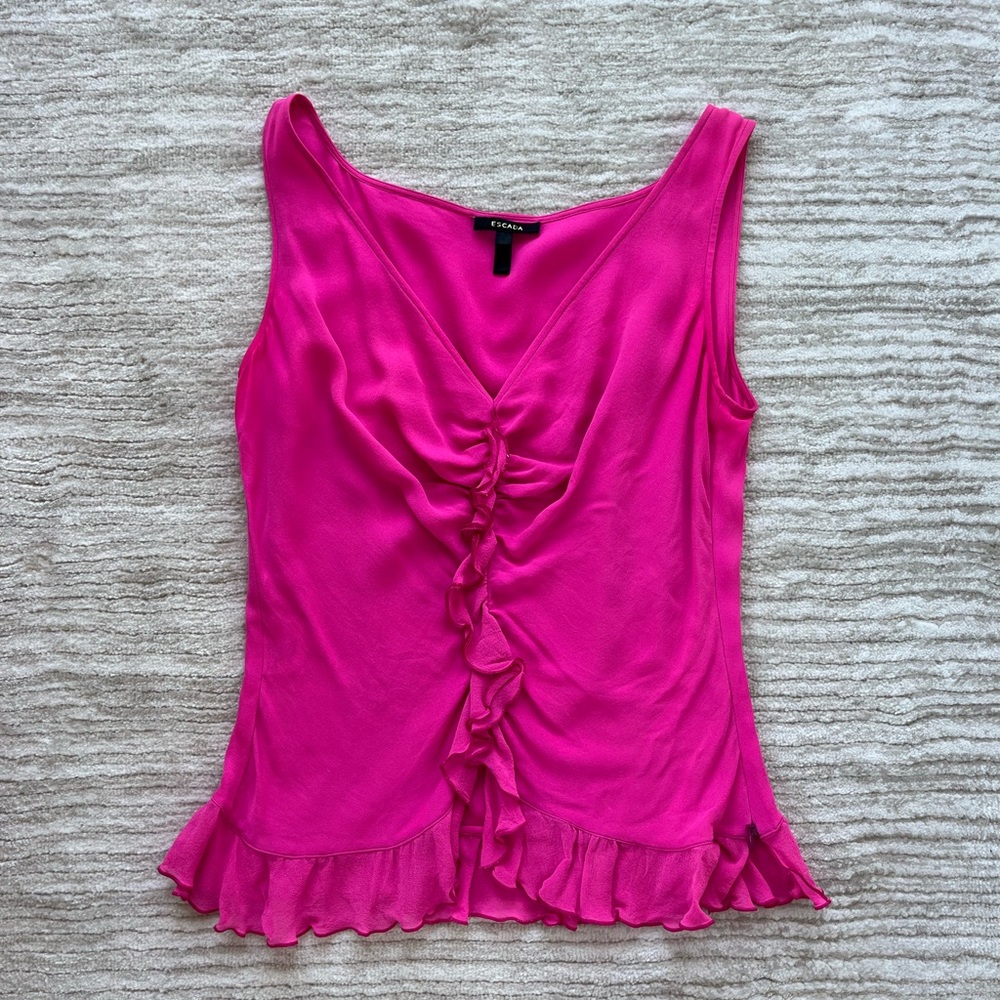 Escada Pink Ruched Sleeveless Tank Top